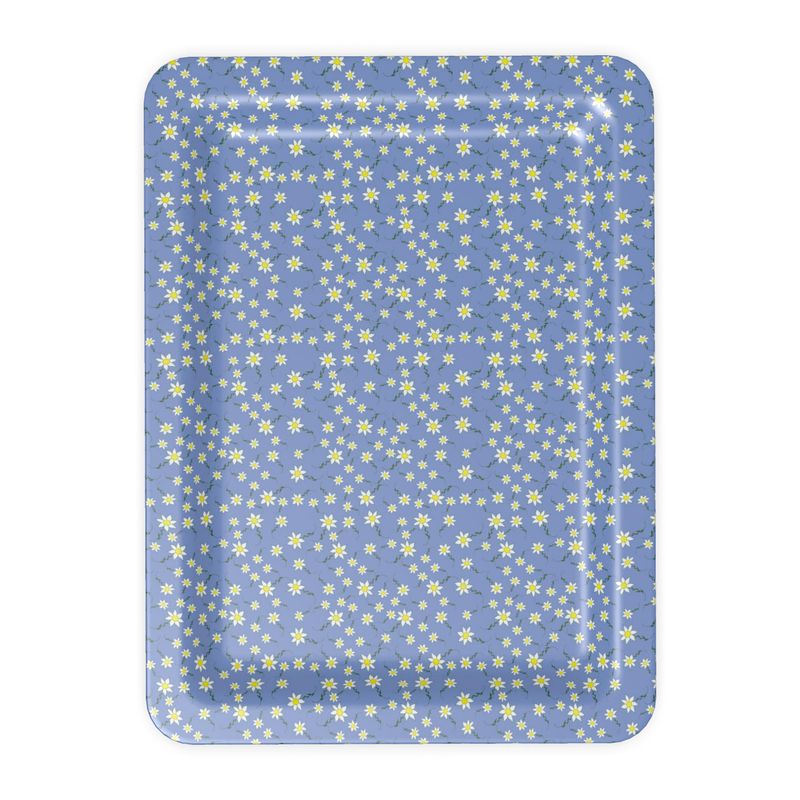 Daisies on Blue Small Tray 10.5" x 8"