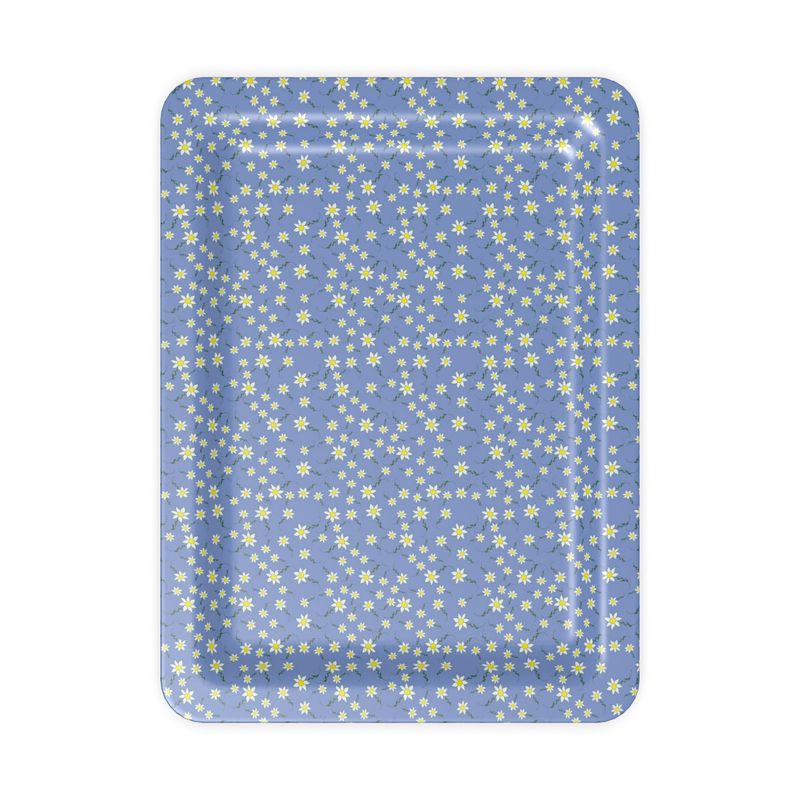 Daisies on Blue Small Tray 10.5" x 8"