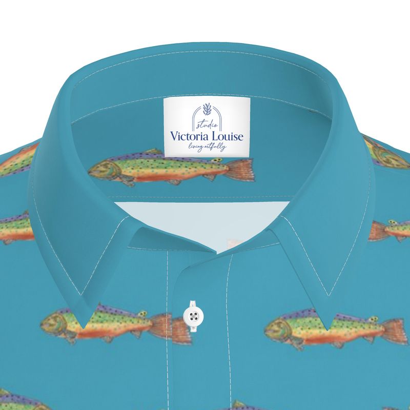 Rainbow Trout men's organic cotton button up shirt